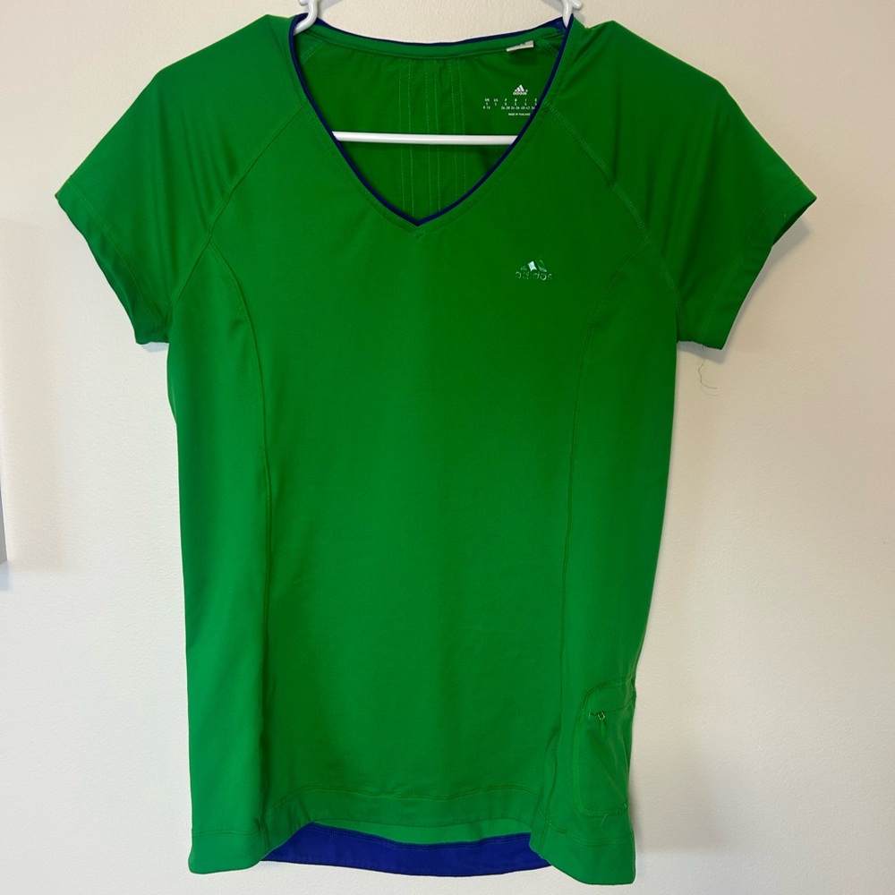 Adidas Climalite Green Athletic Top – Moisture Wicking Running Gym Tee Size S